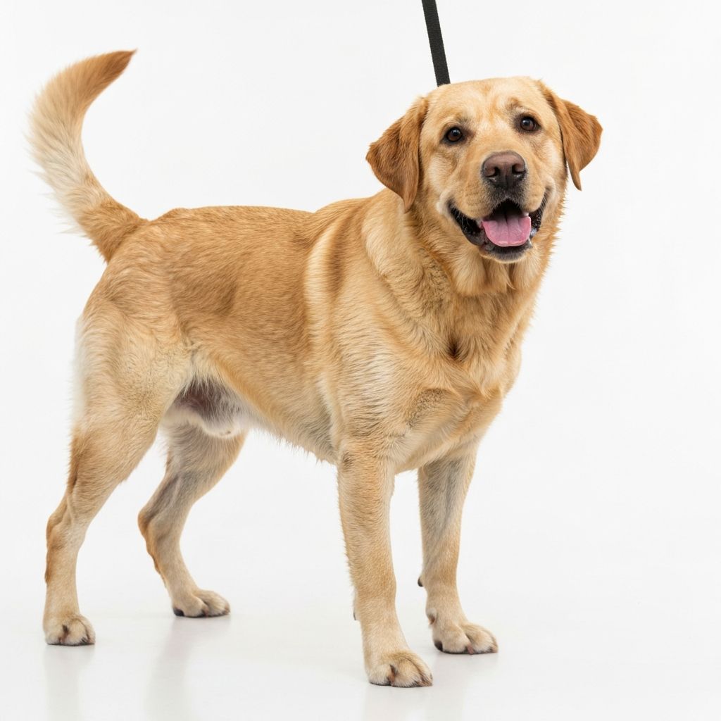 Freshly bathed Labrador Retriever